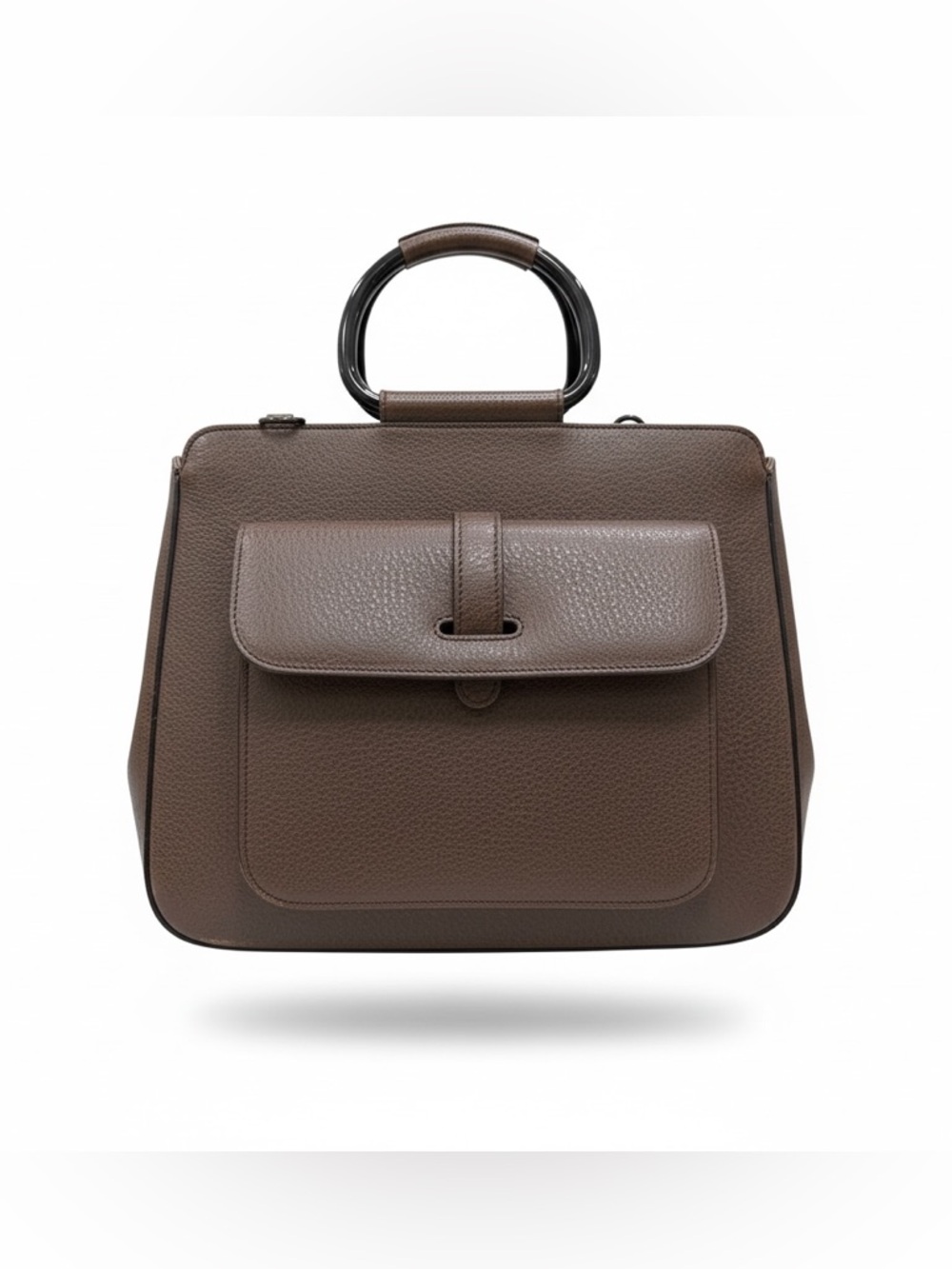 Gucci Brown Leather Ring Handle Satchel Bag